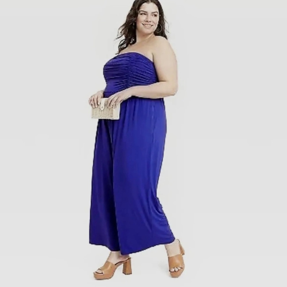 Ava & Viv Strapless Jumpsuit - Blue NWOT‎